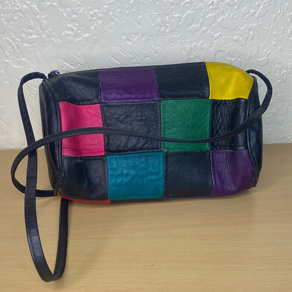 Colorful vintage Patchwork Leather shoulder Bag